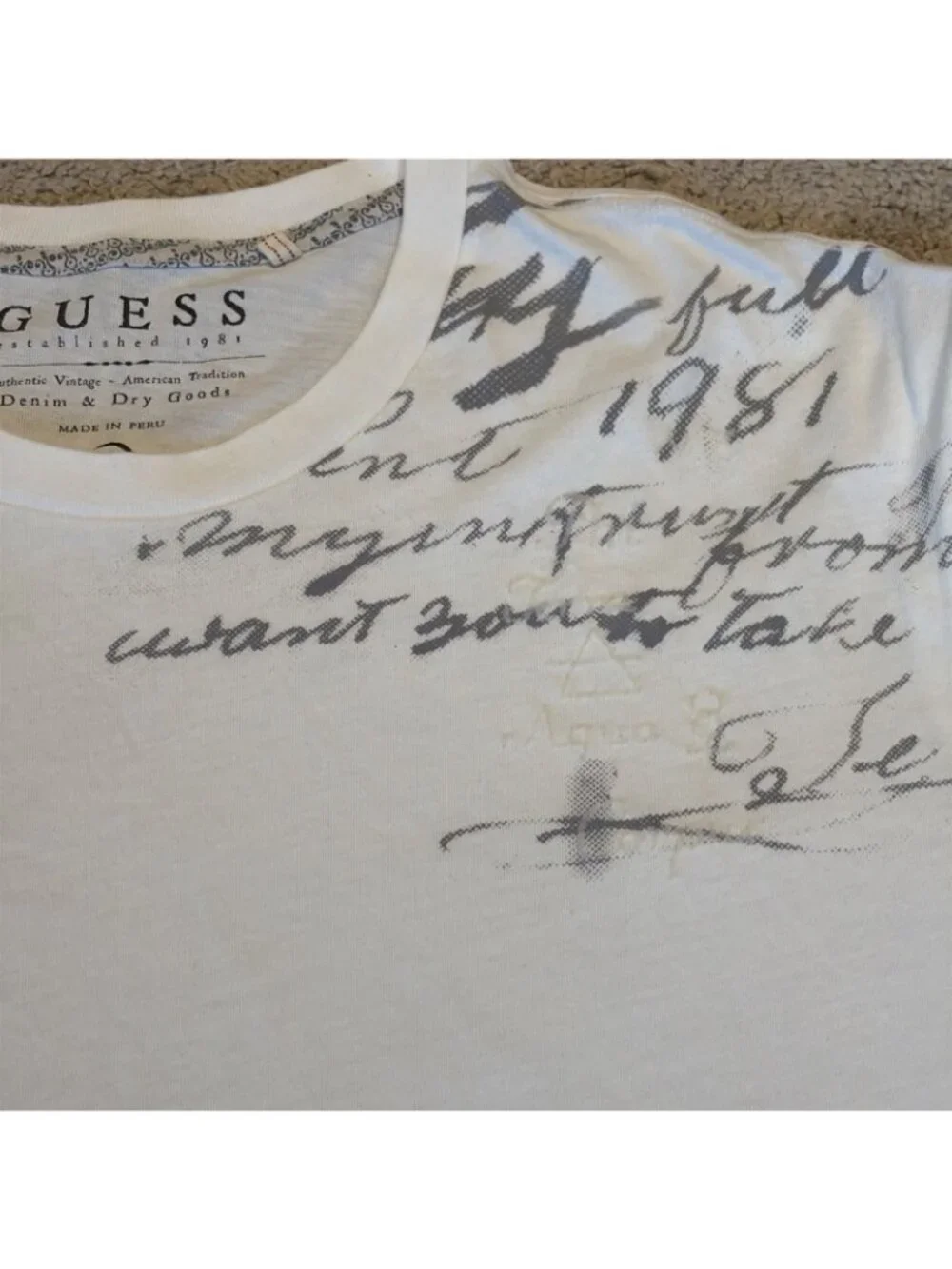 VTG Guess Graphic T-Shirt Unisex Size L Double Sided Handshake "Devil Dealings" - Picture 6 of 13